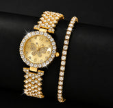 Womens Butterfly Quartz Watch And Bracelet Set Elegant Stylish Durable Practical Choice For Fashion Accessories And Gift Occasions - Golden